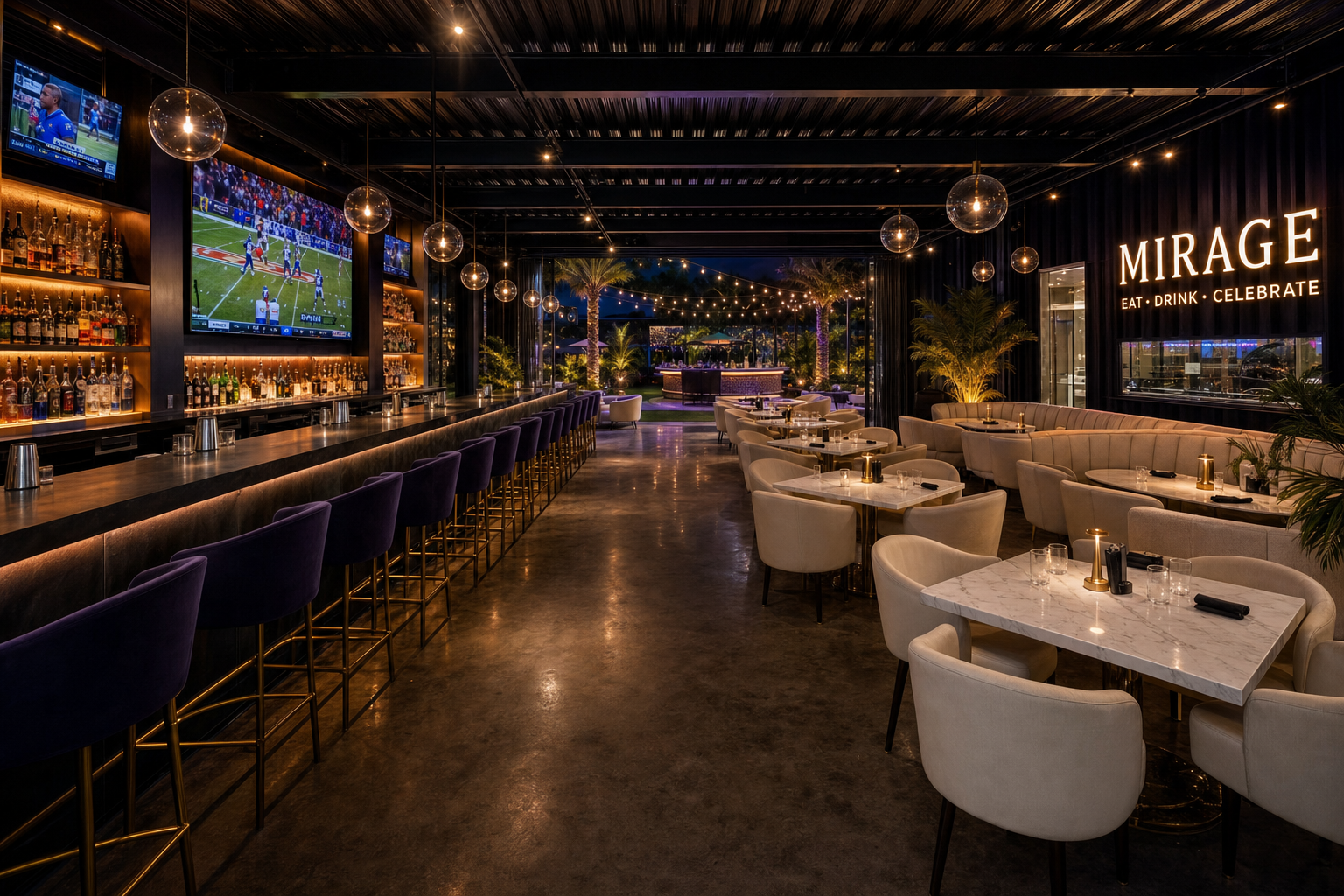 Bar TVs courtyard