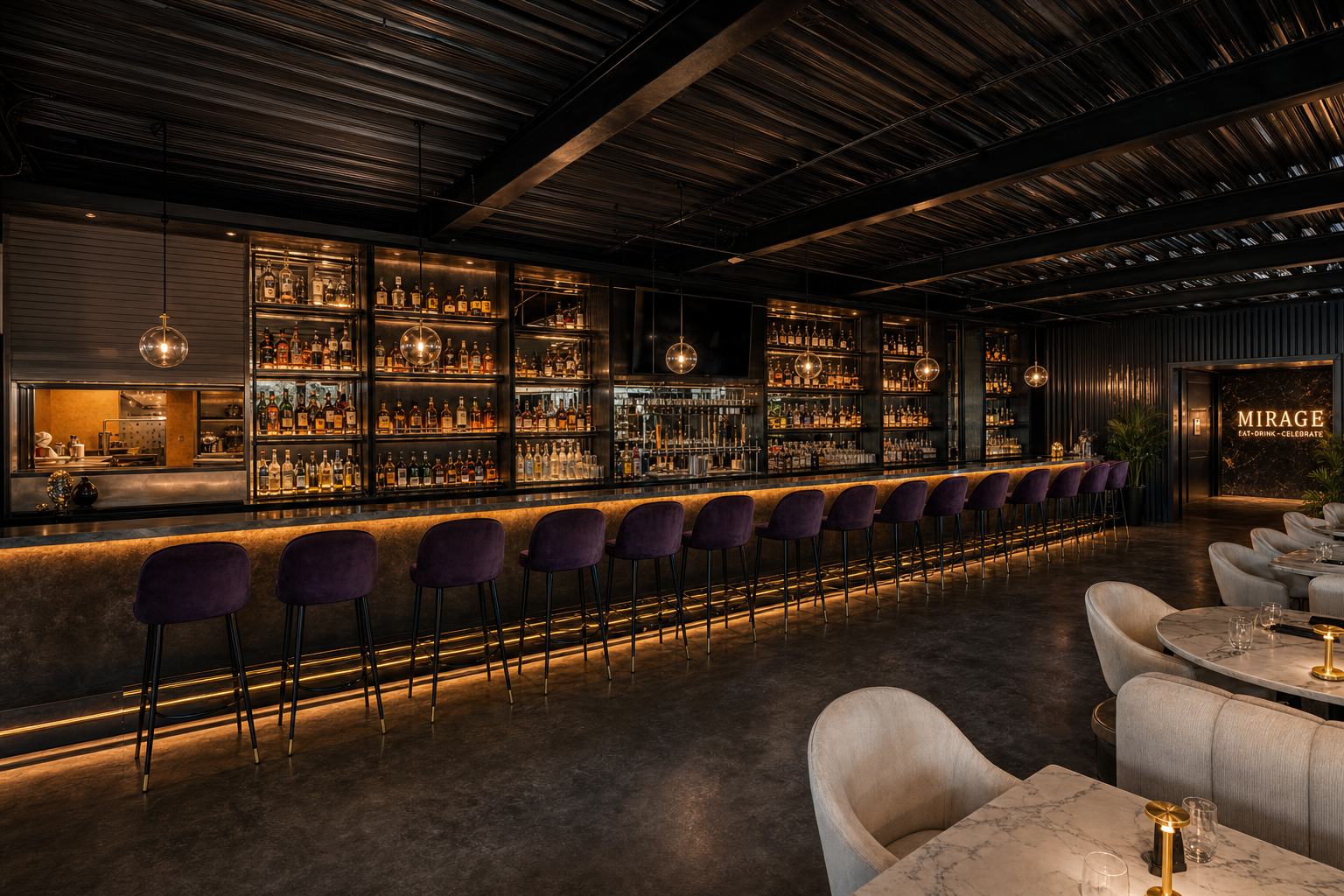 Full bar wall