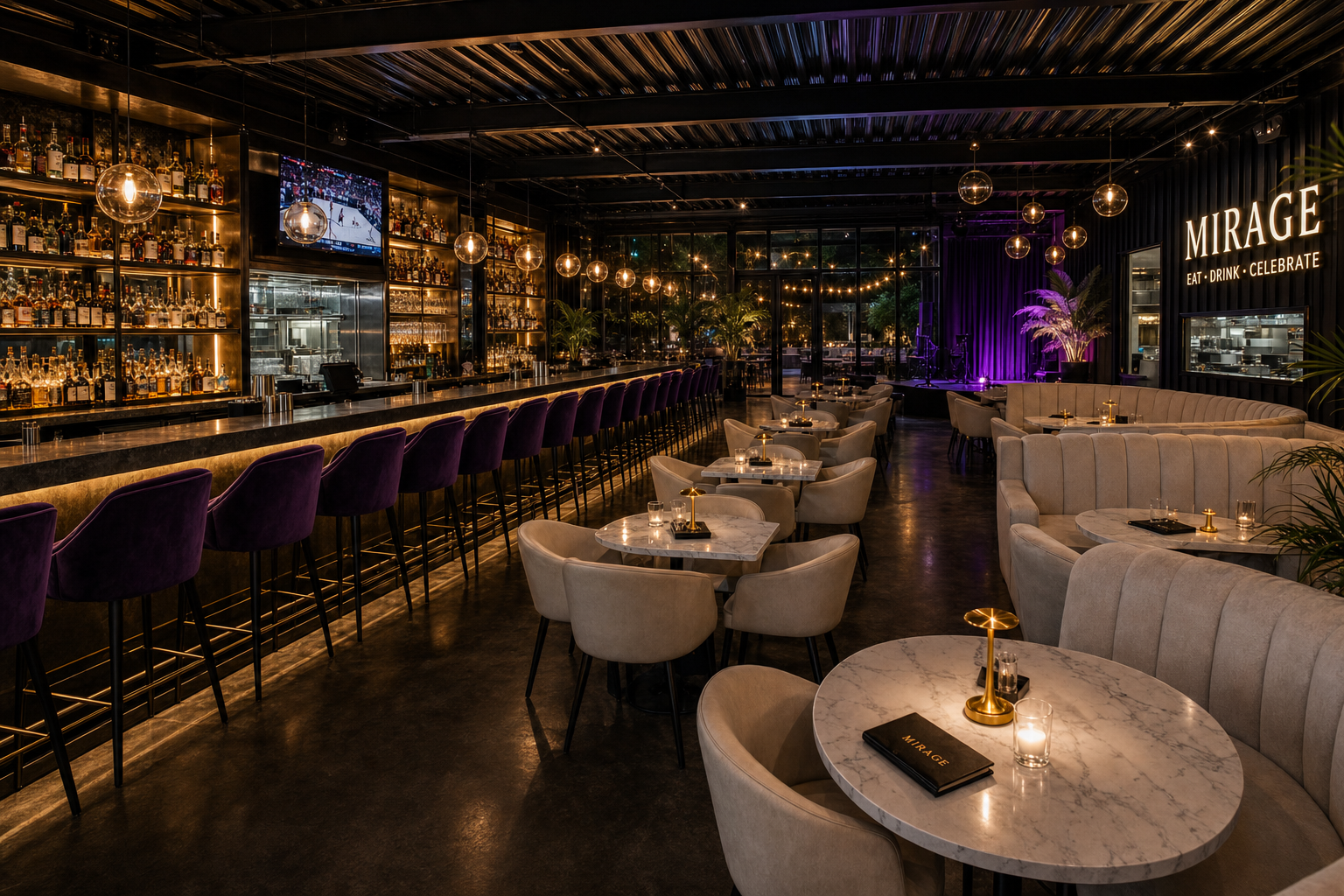 Purple barstools